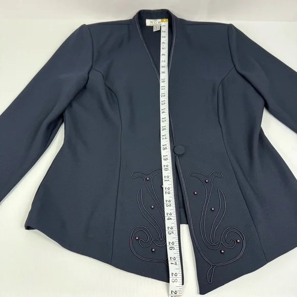 Vtg NOW by Lori Ann Navy Blue Beaded Blazer Shoulder Pads Size 12 Made in Canada - Picture 11 of 16